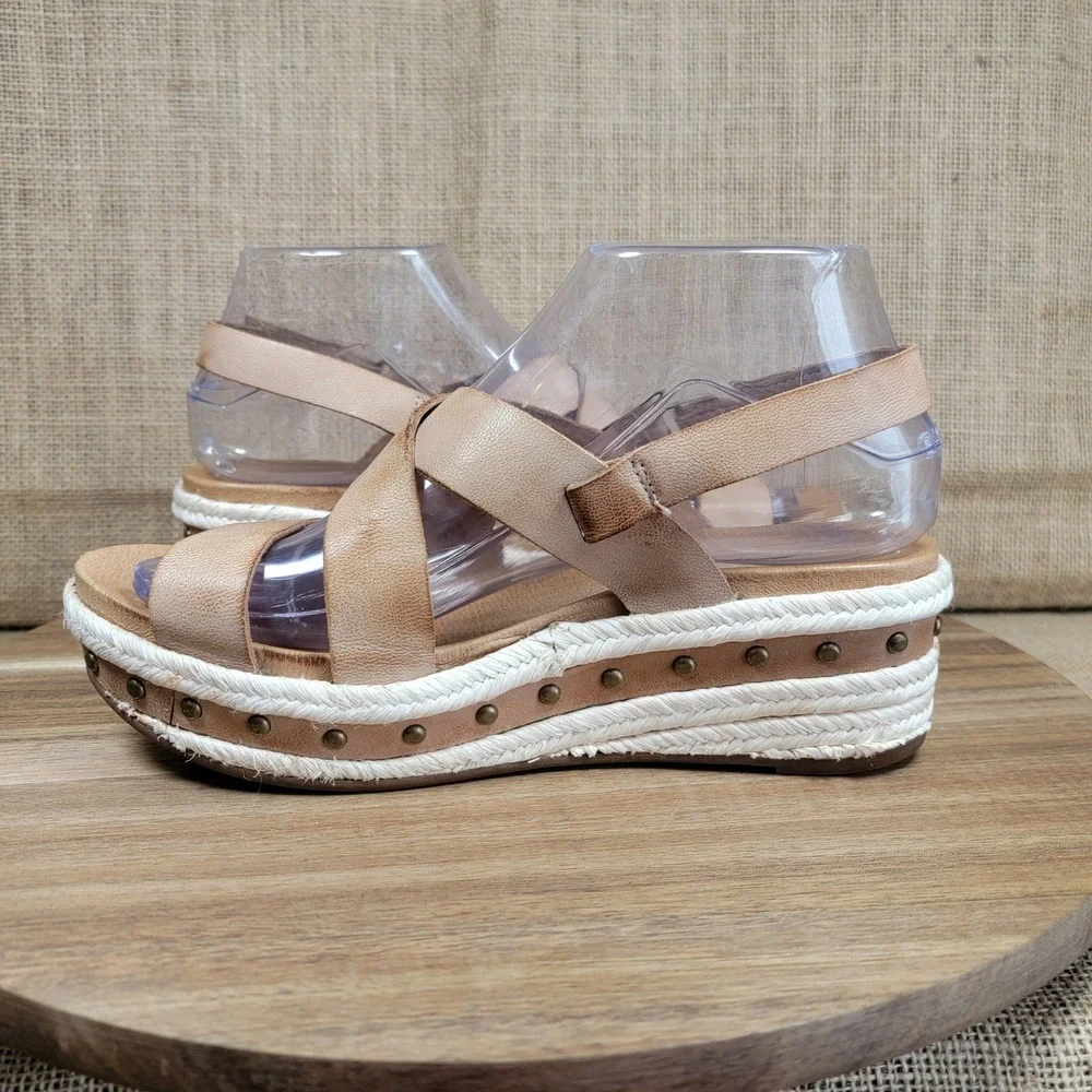 Antelope Leather Platform Sandals Espadrille Anthropologie Women's EU 38 US 7.5